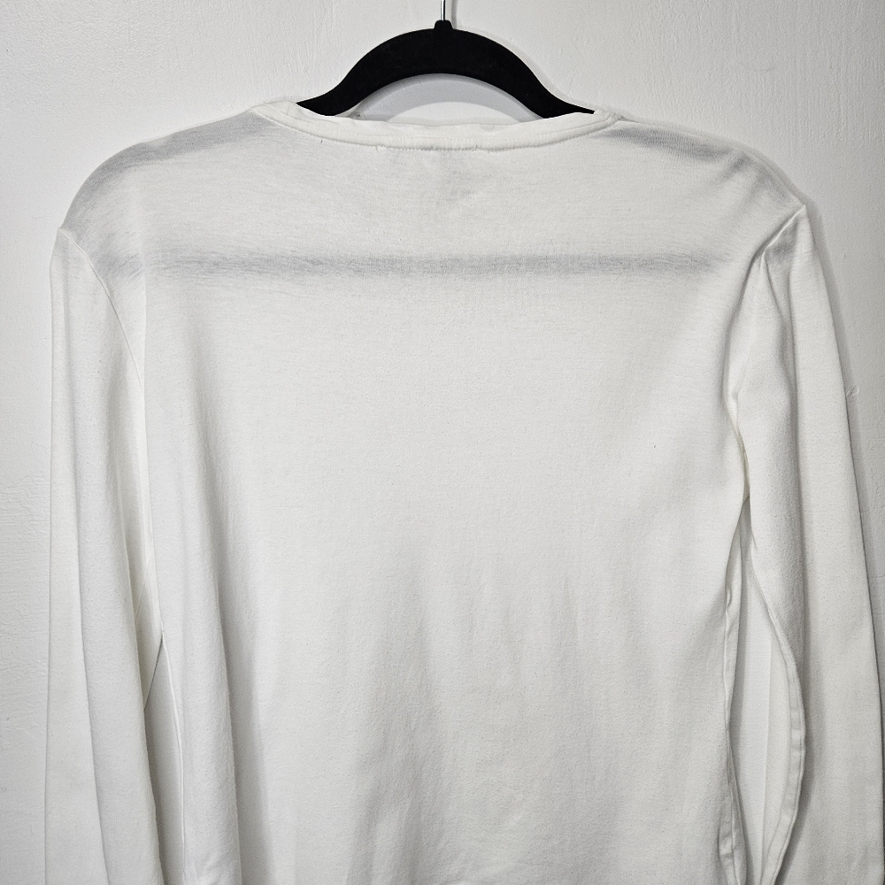 Loro Piana Long Sleeve Crop Tee Shirt White Size 42 US 6 - Picture 5 of 15